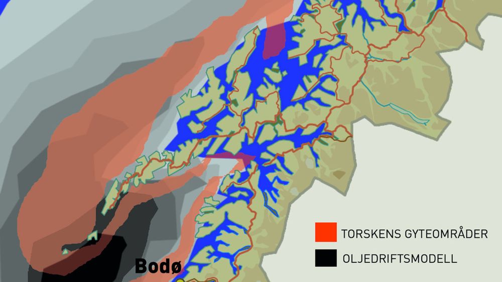 TRUER TORSKEN: Nordland V ligger oppstrøms av viktige torskegytefelt i Lofoten, og oljedriftssimuleringer viser at et oljeutslipp i området vil drive rett inn i Vestfjorden/Lofoten og treffe torskegytefeltene. (ILL: Jørgen Skjelsbæk)