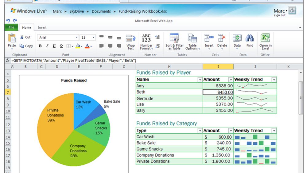 WEB APPS: Med Office Web Apps kan man jobbe hvor som helst. Officedokumenter kan åpnes, redigeres og deles gjennom en nettleser med Microsofts nettbaserte lagertjeneste Windows Live SkyDrive.