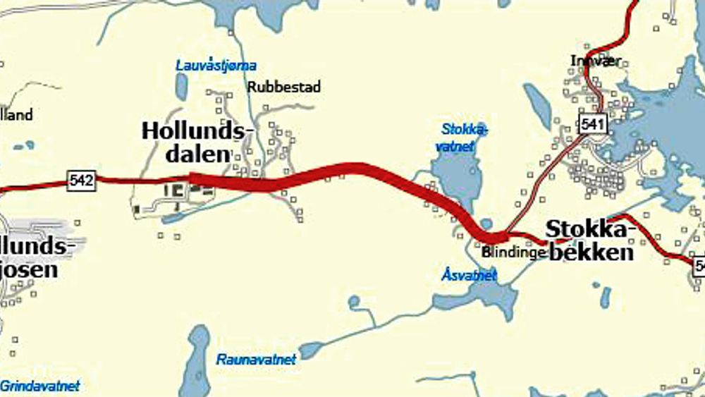 HAB Construction har fått kontrakten på utbedring av fylkesveg 542 mellom Hollundsdalen og Stokkabekken. Standardhevingen blir betydelig.