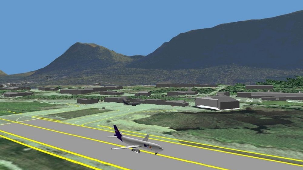 NY DIMENSJON: Avinor går fra todimensjonale kart til mulighet for 3D-visning, som her fra Ørsta-Volda lufthavn, Hovden.