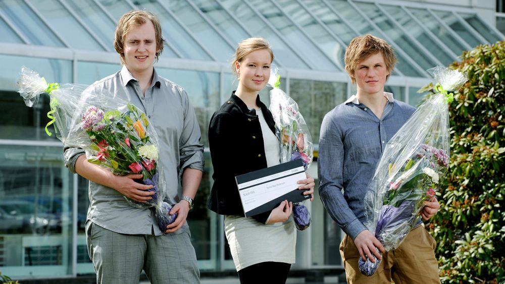 REALFAGSVINNERE: Nasjonale vinnere ble Severin Bøyesen Sjømark, Synne Mari Pedersen og Harald Gard Halvorssønn Kjørholt.