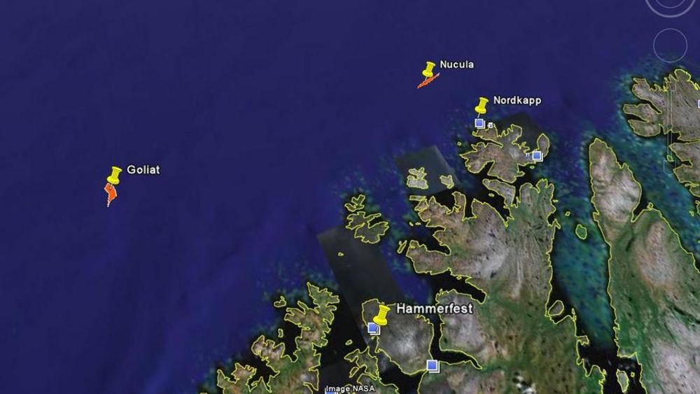 KYSTNÆRE: Både Goliat og Nucula er oljeforekoster som ligger nærme Finnmarks kyster.