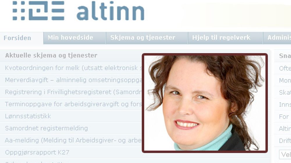 Næringsminister Sylvia Brustad kan skilte med et vellykket bursdagsbarn, men det er ennå mye å hente ut av Altinn-portalen.