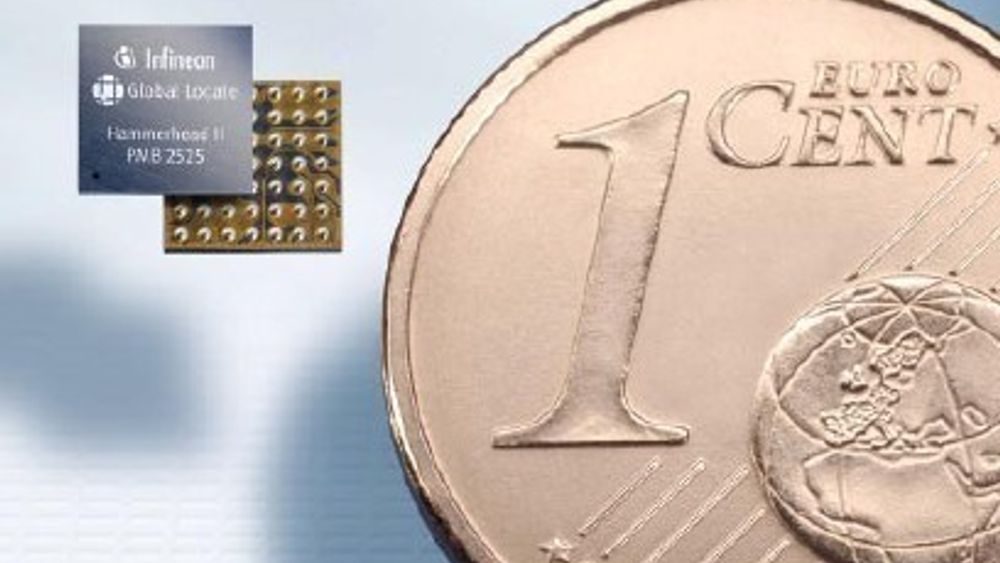 IKKE STORE KAR'N: Infineons Hammerhead II GPS-chip måler bare 3,79 x 3,59 mm.