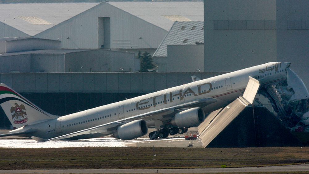 I forrige uke ble dette A340-600 totalskadd under en motortest. Bare seks dager etter har Airbus hatt en ny testulykke.