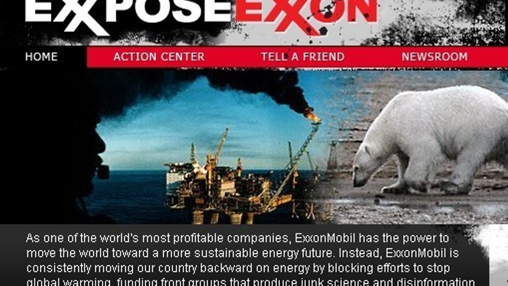 AKSJON: Exxpose Exxon er en aksjonsgruppe som på sine hjemmesider sier de jobber for å "aktivisere amerikanere i kampen mot ExxonMobil". UCS-rapporten er for dem et høydepunkt.