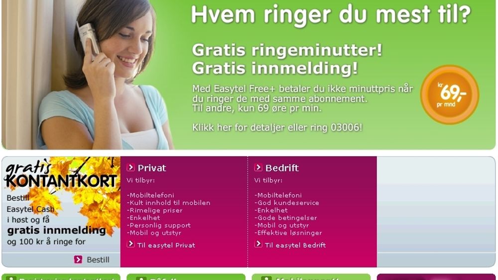 Easytel ble slått konkurs tirsdag 23. januar. Likevel kunne  du gå inn på sidene deres og registrere deg som ny kunde.