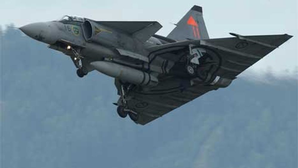 Det finnes knapt bilder av svenske forsvarsindustri-anlegg, pussig nok. Derfor et bilde av et av deres produkter: Saab Viggen. Foto: Saab