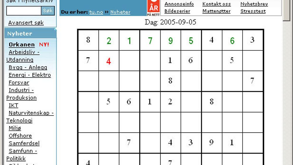 Spill Sudoku på www.tu.no!