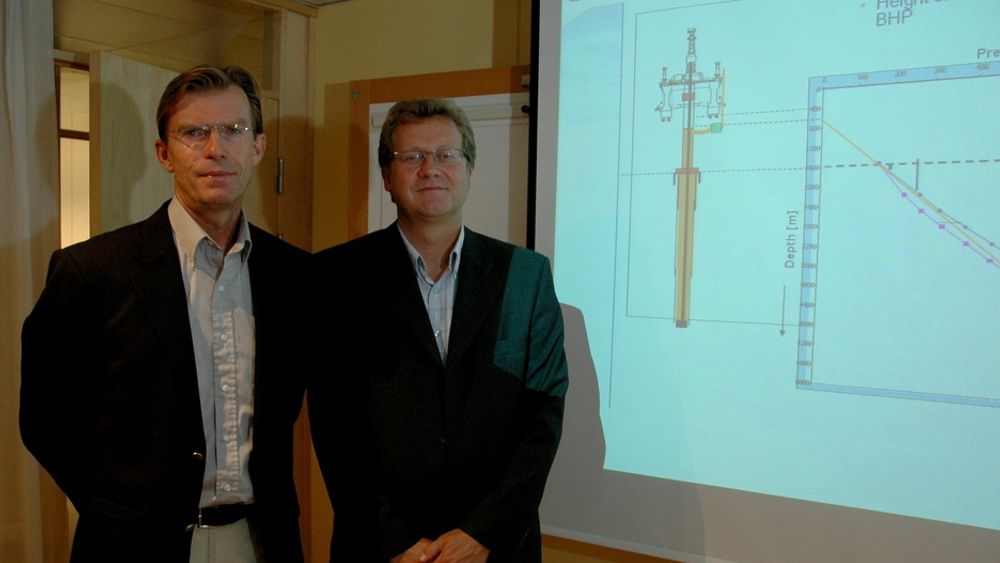 BEDRE KONTROLL: Børre Fossli og Fredrik Hvistendahl vil modernisere brønnkontrollen. - Dette vil bedre utvinningsgraden, sier de.