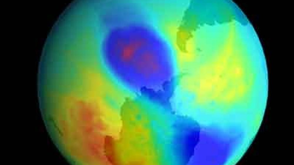 Ozon-laget ser ut til å reparere seg. Illustrasjonen er fra i fjor høst. Ozon-hullet over Antaktis tettes og var i slutten av september 2002 på samme størrelse som for fire år siden.