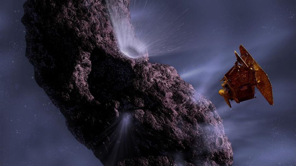 KJEMPESMELL: 4. juli 2005 sprengte Nasa et hull i kometen Tempel 1 med komethammeren Impactor fra sonden Deep Impact.