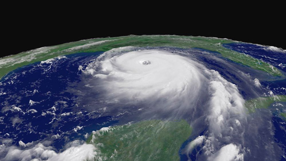 Satellittfoto av Katrina tatt 28. august da orkanen ble klassifisert som styrke 5.