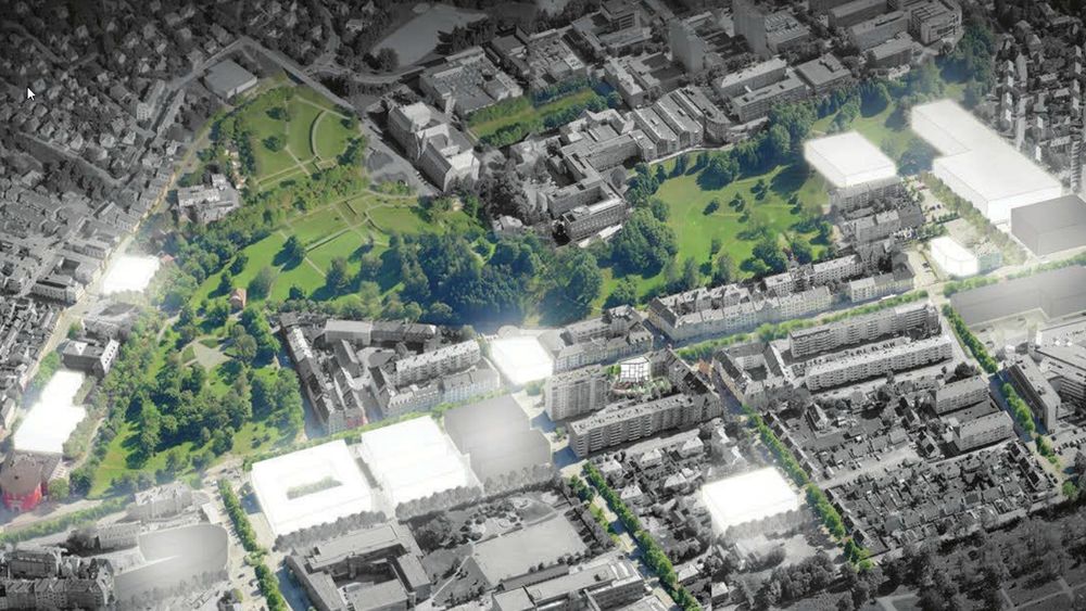 Slik ser Visjonsgruppa for seg at området rundt Gløshaugen kan se ut med det nye urbane eliteuniversitetet.