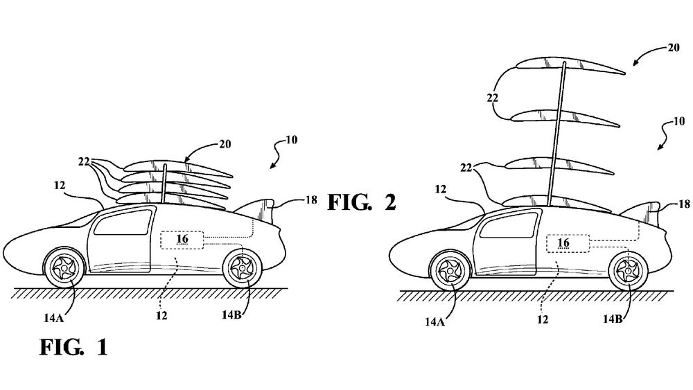 Toyota har søkt om patent på et konsept som gjør det som ser ut som en Prius om til et multiplane med fire vinger. 