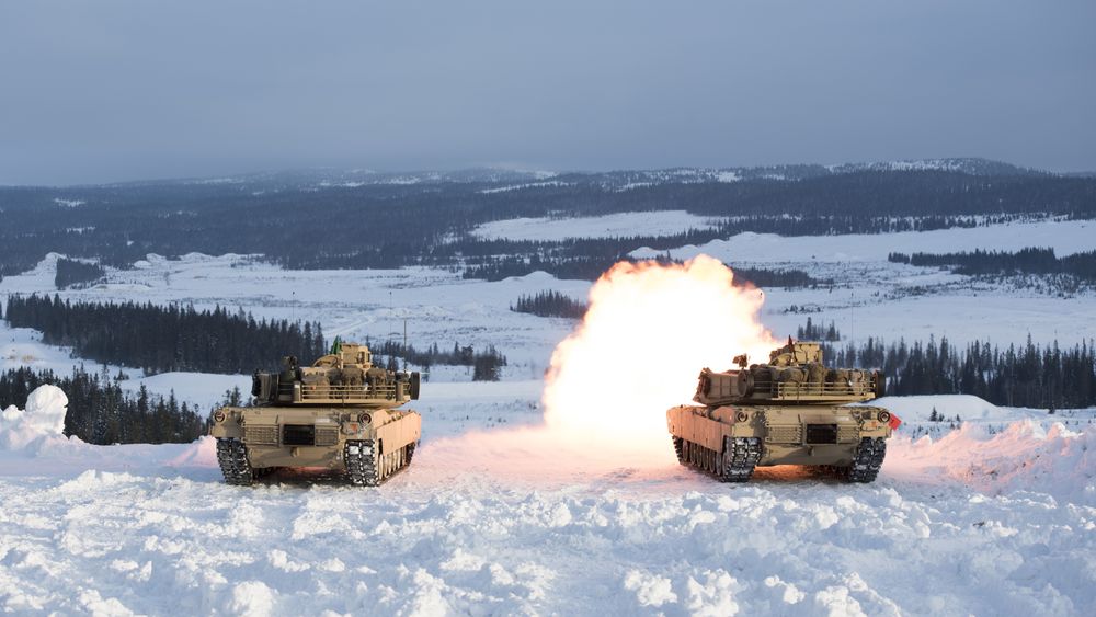 M1A1 Abrams, som i 2016 ble hentet ut fra lager i Norge og fraktet til Rena der de gjennomførte skarpskyting.
