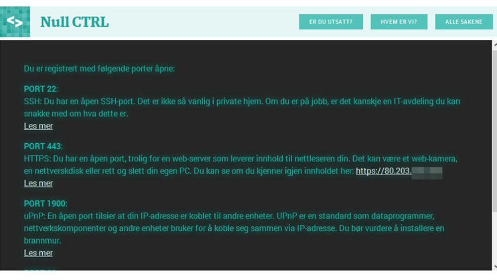 Porttesten til Dagbladet.no er en god start til bedre nettsikkerhet i hjemmet eller i bedriften. Men tjenesten løser ikke problemene for deg.
