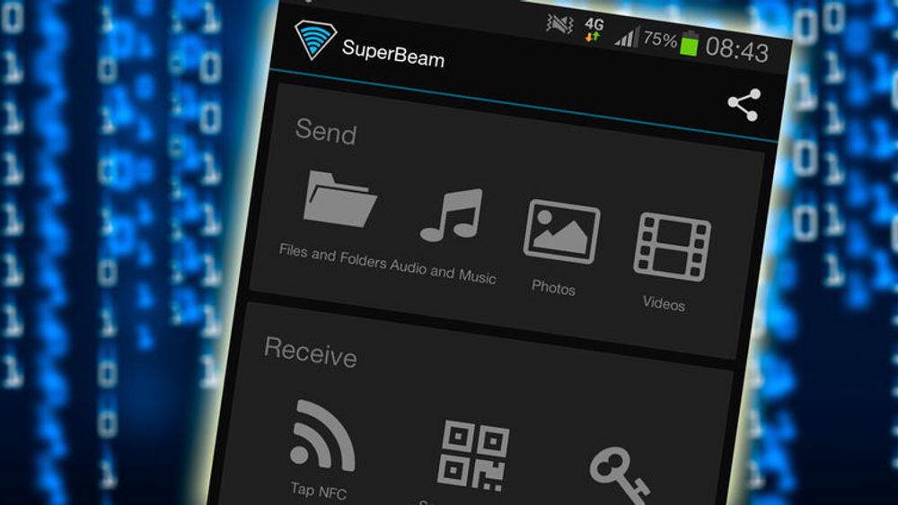Med SuperBeam er det lett å dele filer fra en Android-enhet.
