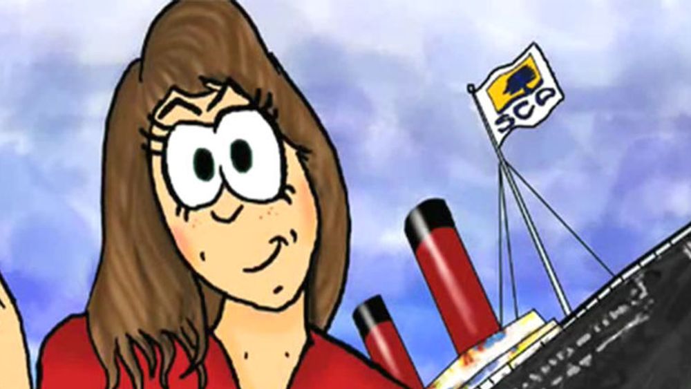 Det finnes ingen offisielle bilder av Groklaw-redaktør Pamela Jones, men denne tegningen forestiller henne mens SCO-skipet synker i bakgrunnen.