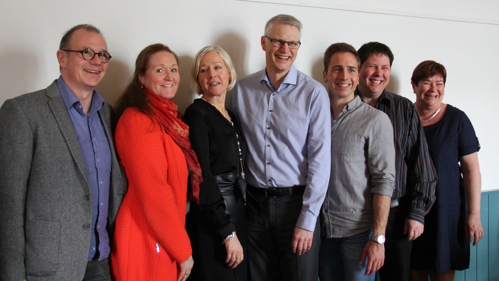 NFAs styre, valgt på årsmøtet 2016. Fra venstre: Ottar Osen (Høgskolen i Ålesund), Heidi Fuglum (Aker Solutions), Ingvild Johansen (Data Respons), Håkon Rem (Siemens), Snorre Jablonski (Studentrepresentant, NTNU), Tor Anders Hauge (Glencore Nikkelverk) og Karin Sundsvik (Påtroppende direktør NFA) Representantene Beri Floor Lund, Anders Bjørsvik og Lars Imsland var ikke til stede.