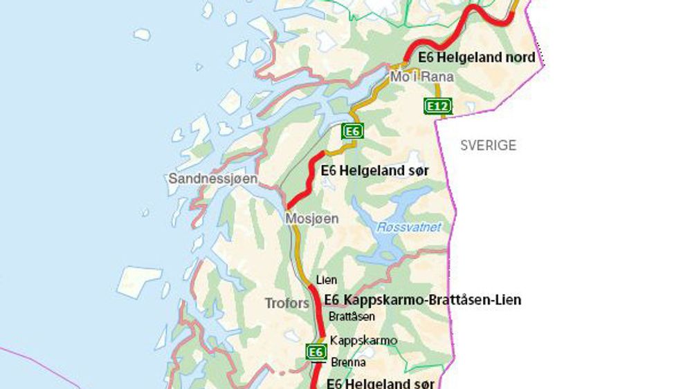 Prosjektet E6 Helgeland Sør strekker seg fra fylkesgrensa til Nord-Trøndelag og opp til Korgfjellet.