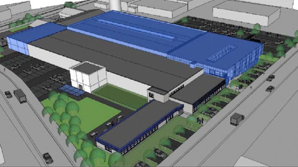 Bildet viser en animasjon av Magnetrols fabrikk i Belgia, for produksjon av utstyr til nivåmåling, Kapasiteten ble doblet i 2013.