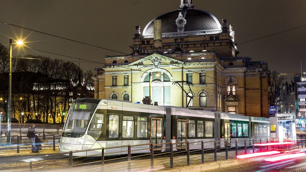 Mulig ny Oslotrikk: Siemens har tatt seg bryet med å montere  et bilde av trikken inn i Oslomiljøet. Vinner de kan dette blir en realitet om noen år.