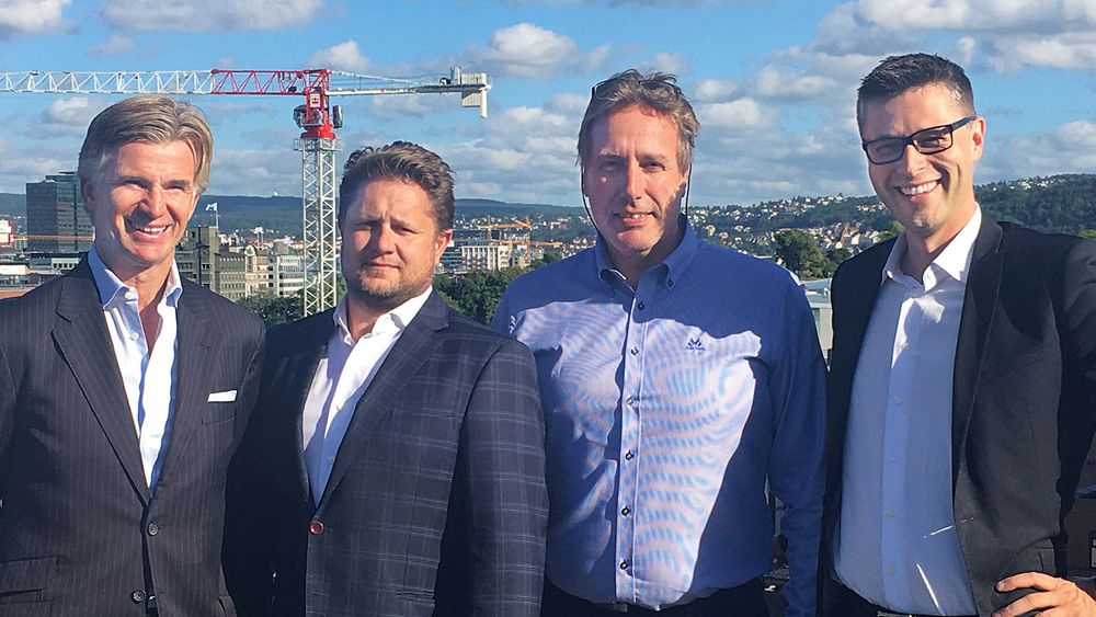 Representanter for det foreslåtte styret i Techstep og selskapets nye konsernsjef samlet. Fra venstre: Einar J. Greve, Kristian Lundkvist, Svein Ove Brekke og konsernsjef Gaute Engbakk.
