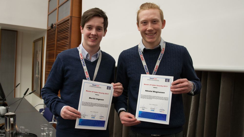 Vi gratulerer Martin Ingesen og Nikolai Magnussen, begge nå kåret til Master of Cyber Security.