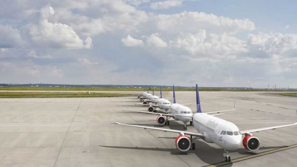 Noen av A320neo-flyene til SAS, som selskapet fikk levert på slutten av 2016.
