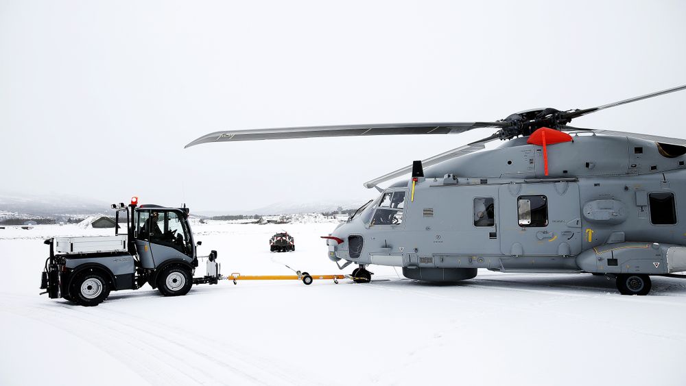 Et NH90 på Bardufoss vinteren 2014.