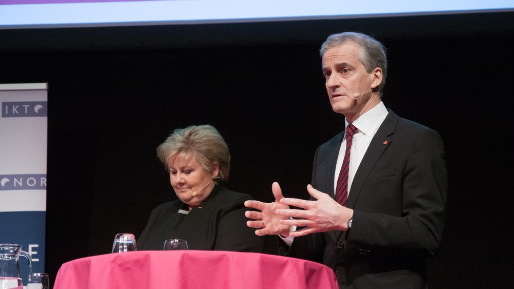 Erna Solberg og Jonas Gahr Støre har forskjellig syn på nedsalg i statlige virksomheter.