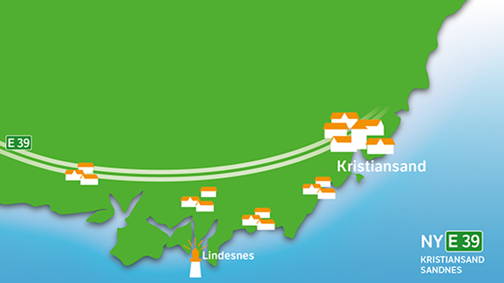 E 39 mellom Lyngdal og Kristiansand blir firefelts motorvei, med fartsgrense på 110 km/t.