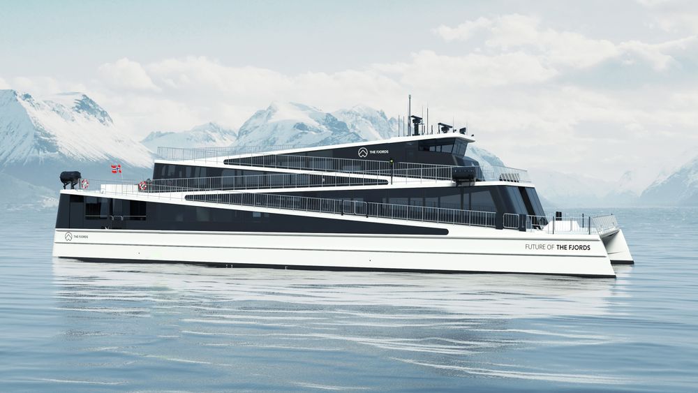 Det helektriske skipet «Future of the Fjords» skal være klart i 2018. Illustrasjon: The Fjords