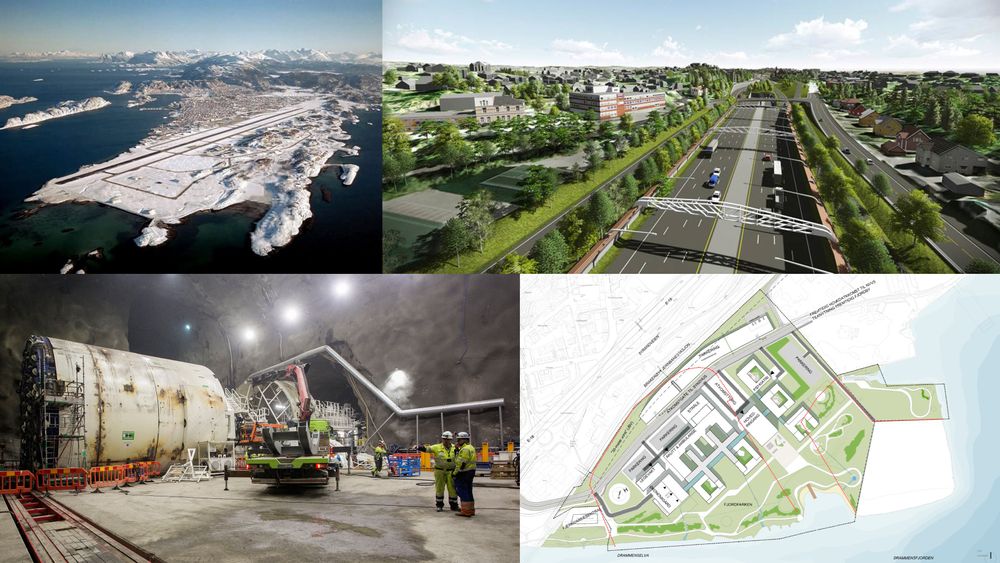 Ny flyplass i Bodø, nytt sykehus i Drammen, Follotunnelen og ny E18 på vestsiden av Oslo kommer høyt opp på listen over de største bygge- og anleggsprosjektene i Norge.