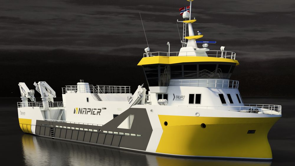 Ny slaktebåt: Slik blir den nye slaktebåten som Napier har kontrahert hos Fitjar Mekaniske verksted.