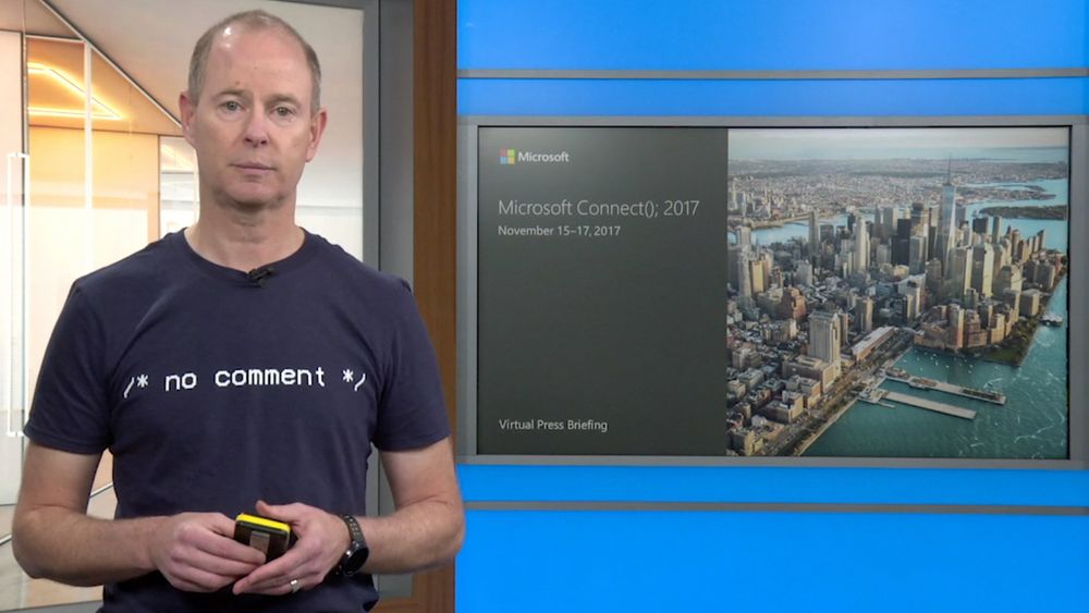 Microsofts kommunikasjonsdirektør, Frank X. Shaw, under den virtuelle pressekonferansen som selskapet arrangerte i forkant av årets Connect()-konferanse.