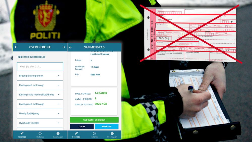 Politiet tar snart i bruk en digital løsning for forenklede forelegg. Her fra en trafikkontroll i Traktorveien i Oslo.