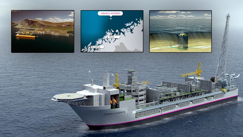 Johan Castberg blir bygget ut med et prouduksjonsskip. Tidligere har det vært planer om å ilandføre oljen til en terminal på Veidnes (øverst til venstre). Også en halvt nedsenkbar løsning har vært vurdert.-