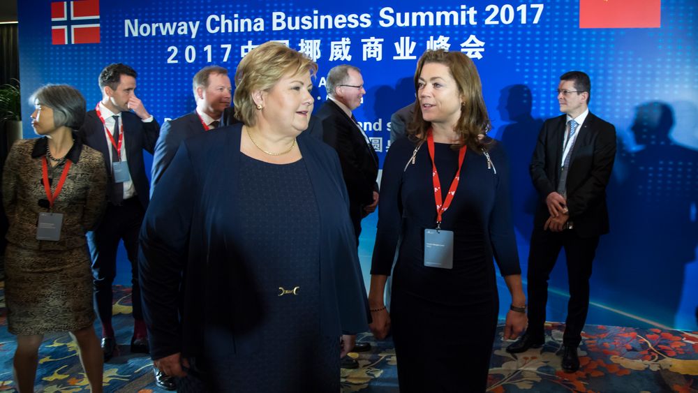 Norsk næringslivssatsing i utlandet sto sentralt da statsminister Erna Solberg (H) og NHO-sjef Kristin Skogen Lund (t.h.) sammen besøkte Kina i vår.