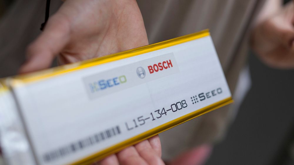 En prototype av en Seeo-celle. Bosch kjøpte Seeo i 2015, men vil nå selge seg ut av selskapet.