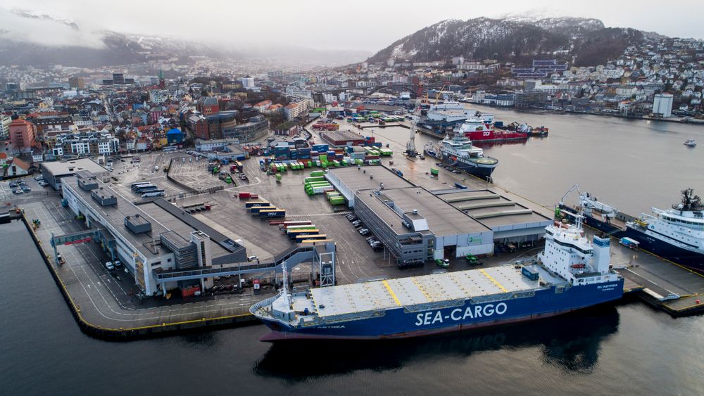 Dronebilde av Bergen havn. Foto: Tore Meek / NTB scanpix
