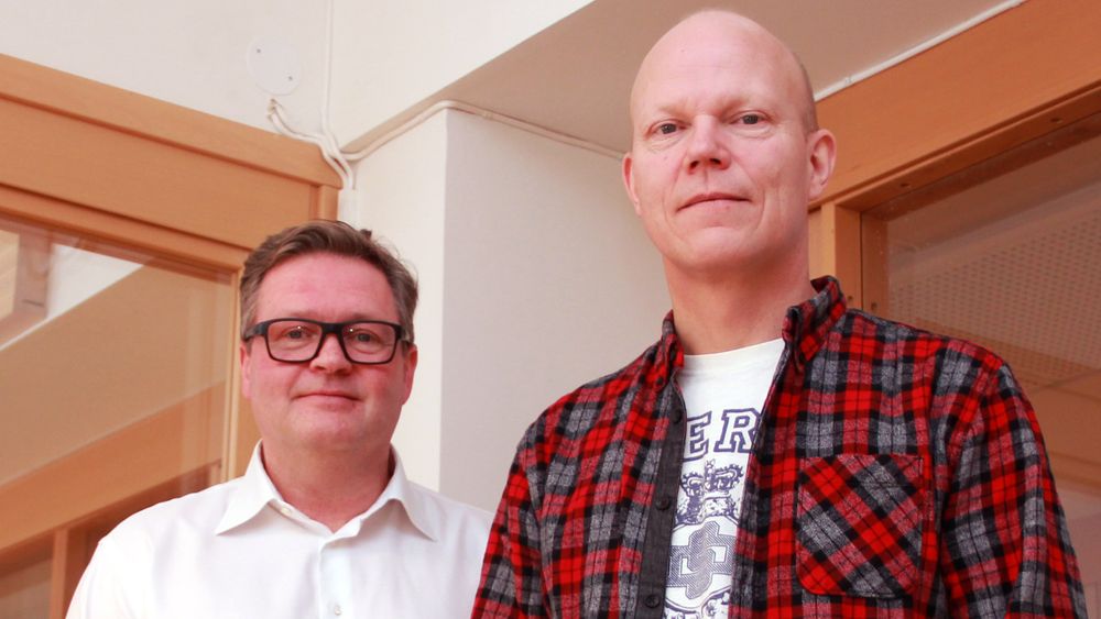 Jørn Nygaard og Arnfinn Strand hos Check Point fortalte blant annet om selskapets Infinity Total Protection-løsning.