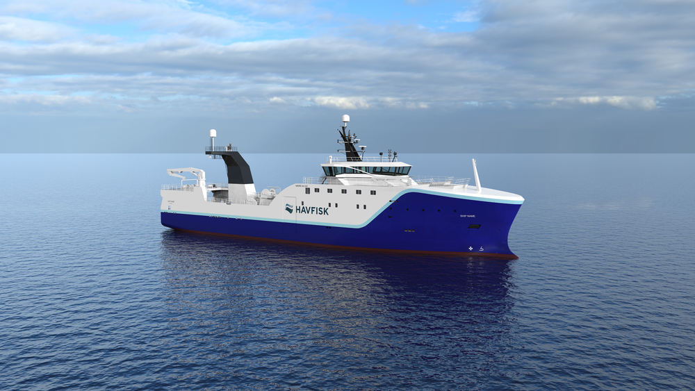 Vard skal i 2020 levere det som blir verdens største hybride fiskefartøy til Havfisk. Hekktråleren blir 80 meter lang, 17 meter bred og innfrysingskapasitet på 80 tonn i døgnet. Foto: Vard