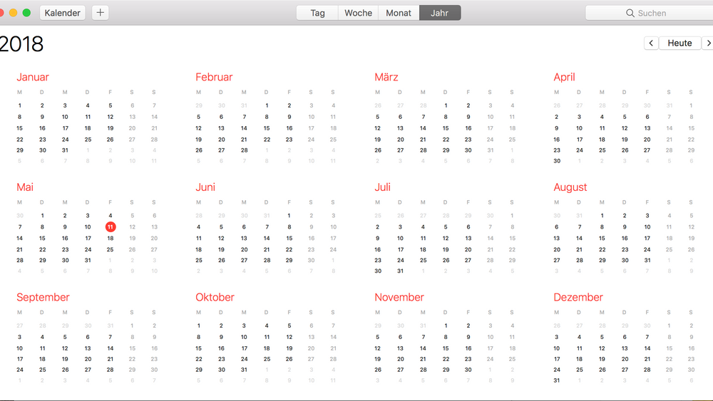 Apple sin kalendertjeneste Ical. I dette tilfellet på tysk.