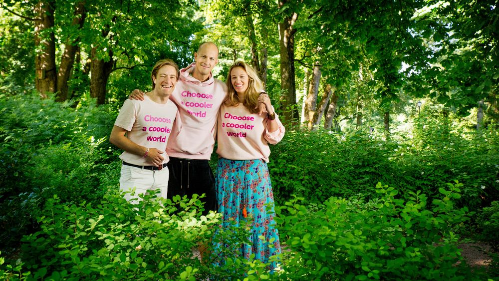 Gaute Gamst, Andreas Slettvoll og Martine Kveim i Chooose. De jobber med å kjøpe opp klimakvoter - hovedpoenget med handelen er at klimakvotene ikke blir brukt.