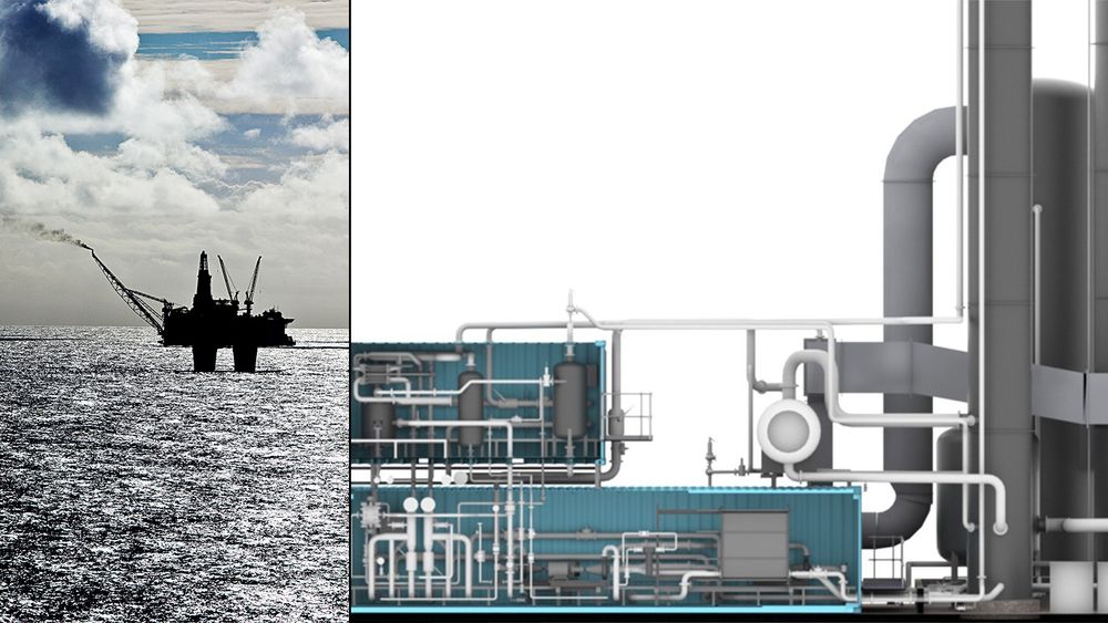 Det modulære og standardiserte CO2-fangstanlegget til Aker Solutions skal kunne rense 100.000 tonn CO2 i året. Nå ser de på muligheten for å installere det offshore, til å rense CO2 fra gassturbiner på oljeplattformer.