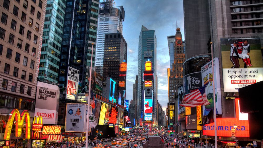 Times Square på Manhattan i New York. Illustrasjonsfoto.