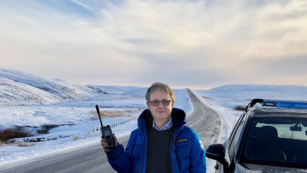 Telenors dekningsdirektør Bjørn Amundsen. Her på tur for å måle dekning på Ifjordfjellet.