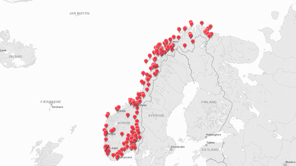 Interaktivt kart røper mange av Norges største forsvarshemmeligheter. Skjermdump